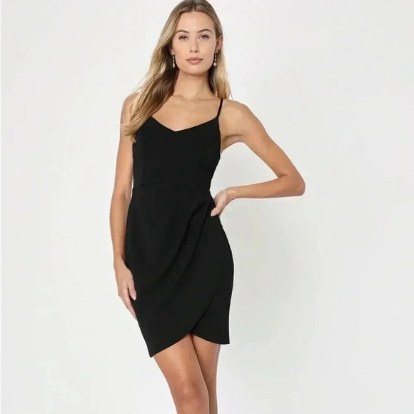 Lulu’s Forever Your Girl Black Bodycon Dress, Size Medium - Picture 1 of 16